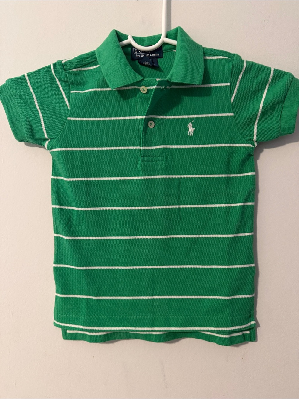 Polo by Ralph Lauren Green & White Striped Kids Polo